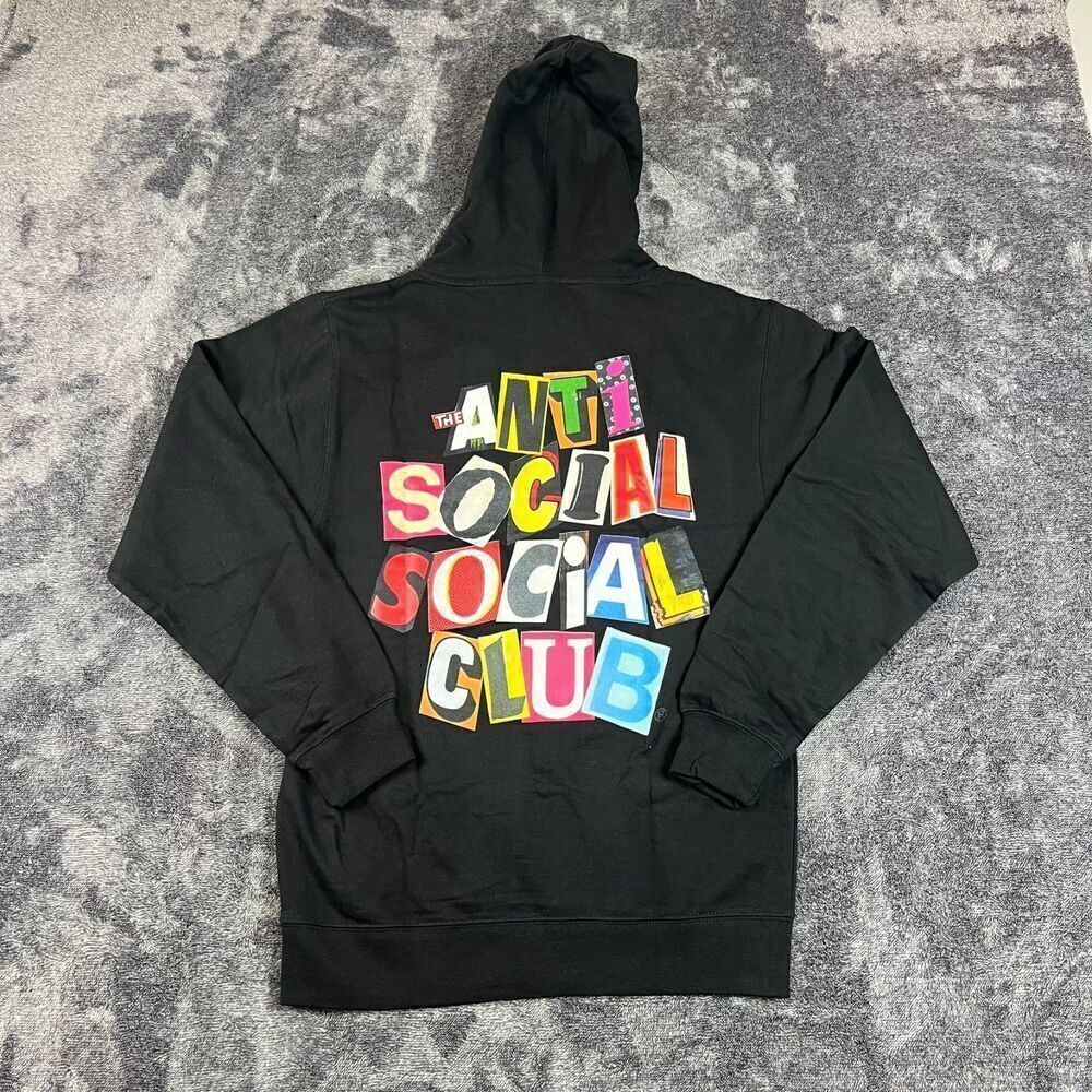 Anti Social Social Club Torn Pages Of Story Hoodie Sweatshirt Men's S Black NWT